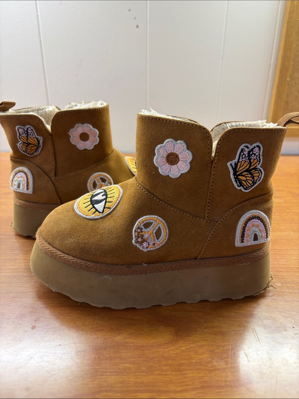 Harper Canyon Brown Kids Patchwork Embroidered Boots